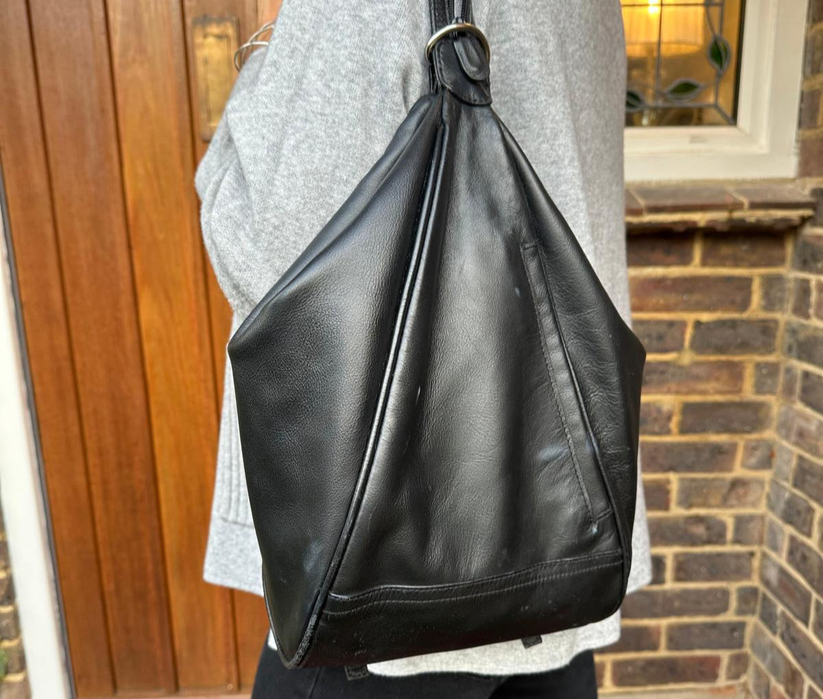 East Born Bags Black Leather Secure Travel  Vertical Pocket