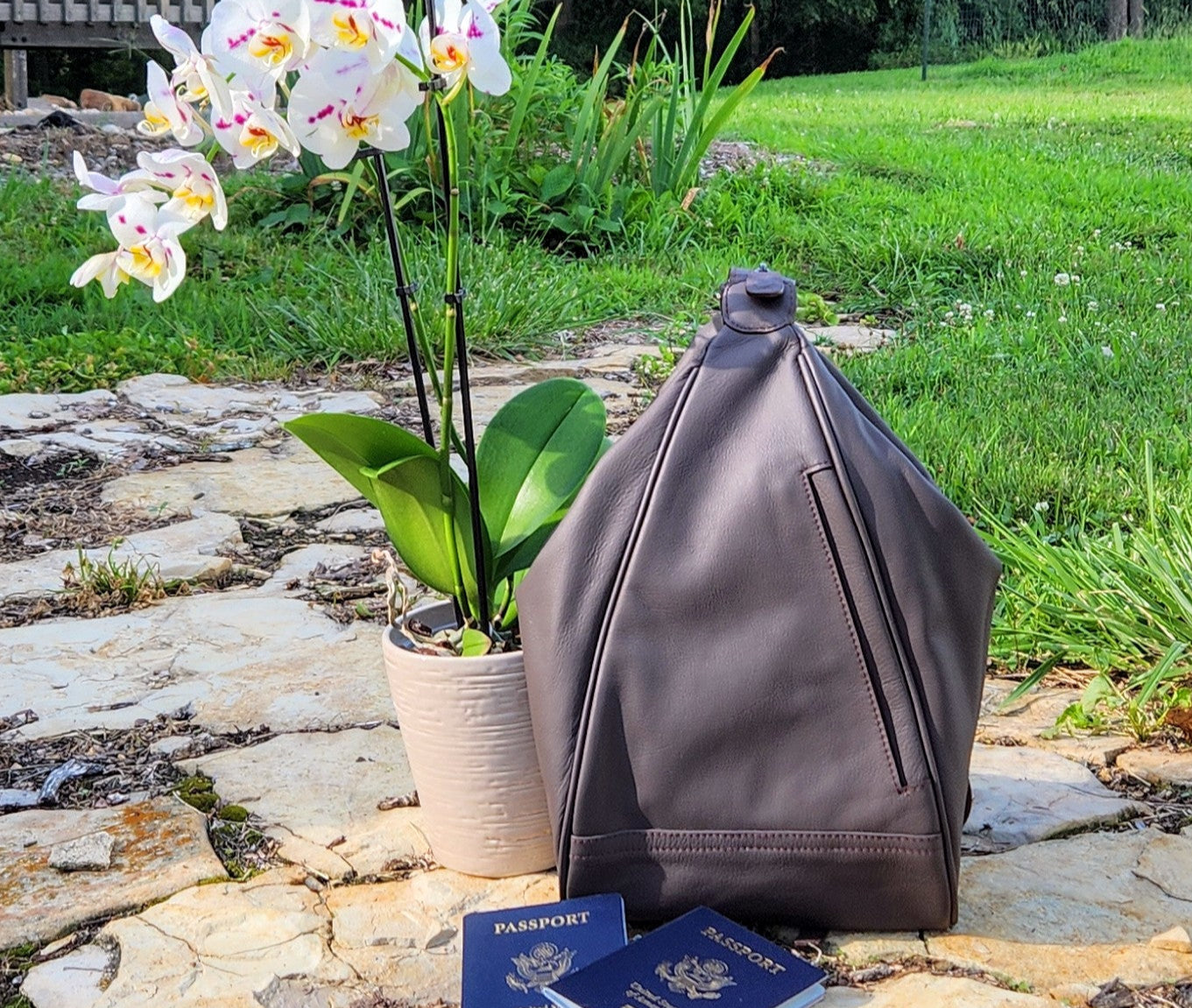 East Born Bags Brown Leather Secure Travel  Bag